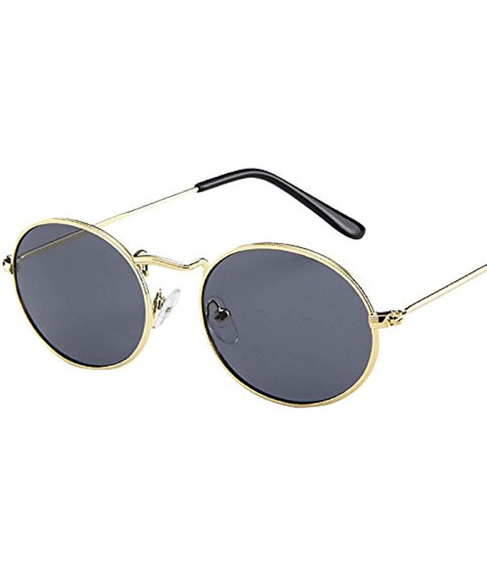 Oval Unisex Vintage Retro Oval Sunglasses Ellipse Metal Frame Glasses Trendy Fashion Glasses Sunglasses - D - C5193XDMU2X $15.29