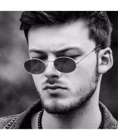 Oval Unisex Vintage Retro Oval Sunglasses Ellipse Metal Frame Glasses Trendy Fashion Glasses Sunglasses - D - C5193XDMU2X $15.29