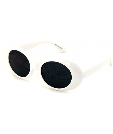 Oval Vintage Sunglasses UV400 Bold Retro Oval Mod Thick Frame Sunglasses Clout Goggles with Dark Round Lens - CE1867S5DOG $20.45