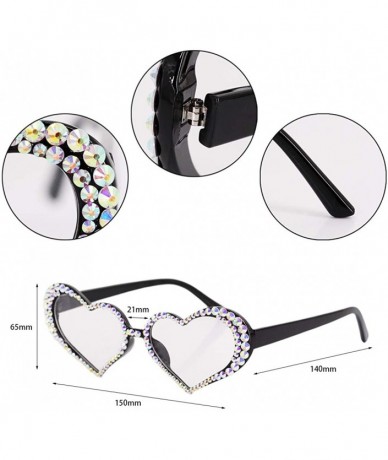 Square Sparkling Heart Shape Frame Crystal Sunglasses UV Protection Rhinestone Sunglasses - Transparent - CO18AG0LL3R $30.00