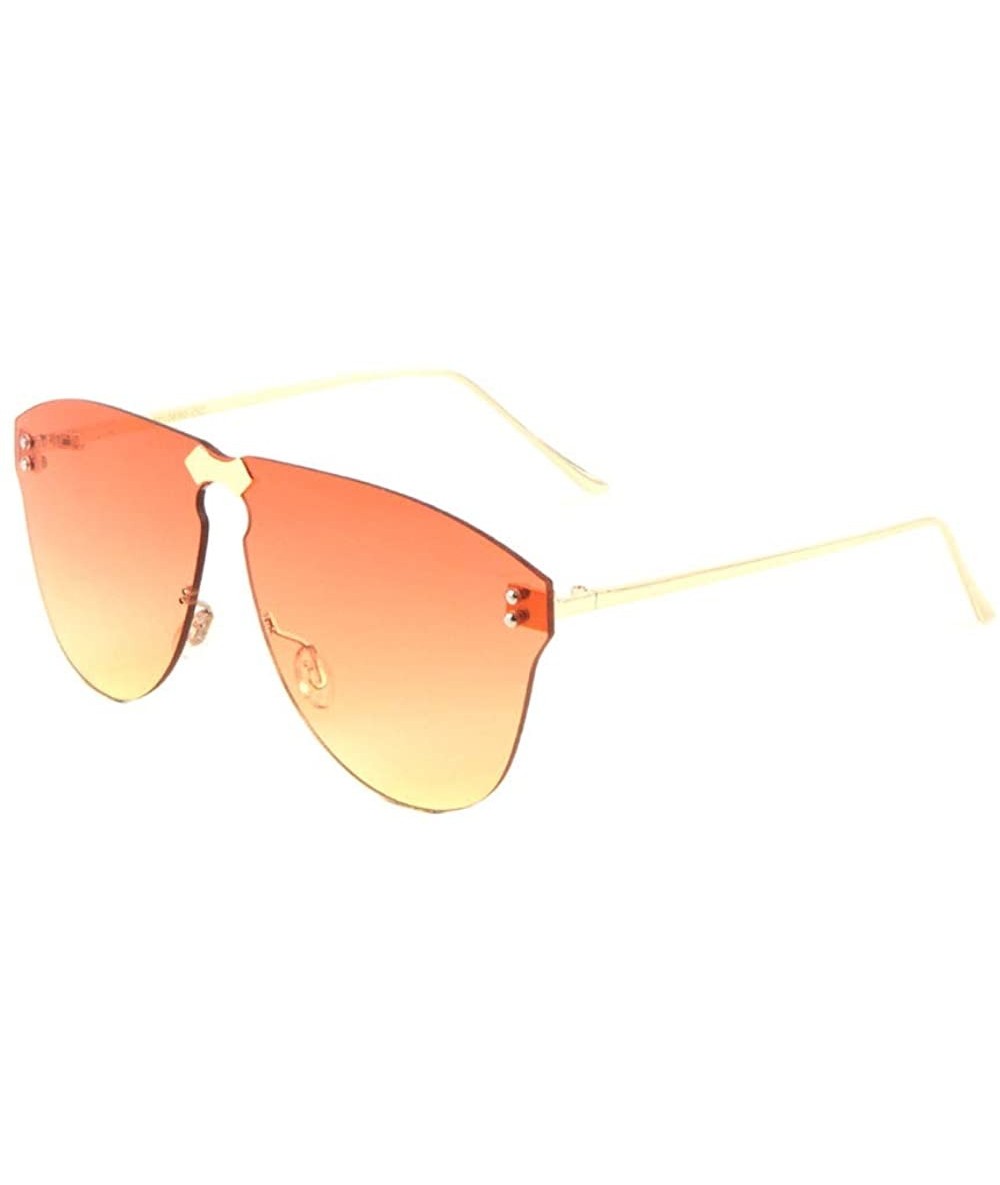 Rimless Oceanic Color Rimless Designer Inspired One Piece Shield Sunglasses - Orange - CR197S89QQ3 $26.87