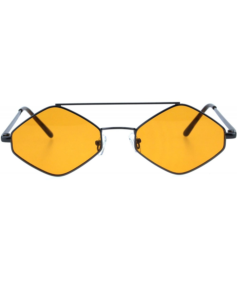 Rectangular Hippie Diamond Shape Pimp Daddy Metal Rim Double Bridge Sunglasses - Gunmetal Orange - CO18G00MWKA $22.01