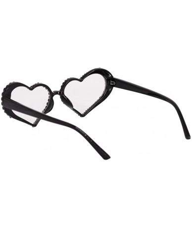 Square Sparkling Heart Shape Frame Crystal Sunglasses UV Protection Rhinestone Sunglasses - Transparent - CO18AG0LL3R $30.00