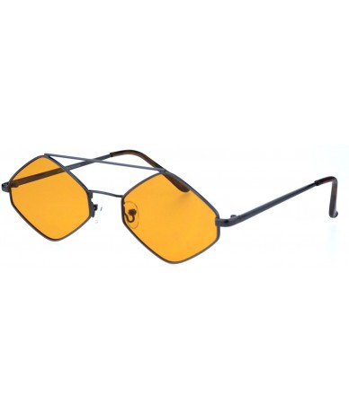 Rectangular Hippie Diamond Shape Pimp Daddy Metal Rim Double Bridge Sunglasses - Gunmetal Orange - CO18G00MWKA $22.01