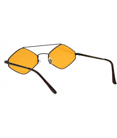 Rectangular Hippie Diamond Shape Pimp Daddy Metal Rim Double Bridge Sunglasses - Gunmetal Orange - CO18G00MWKA $22.01