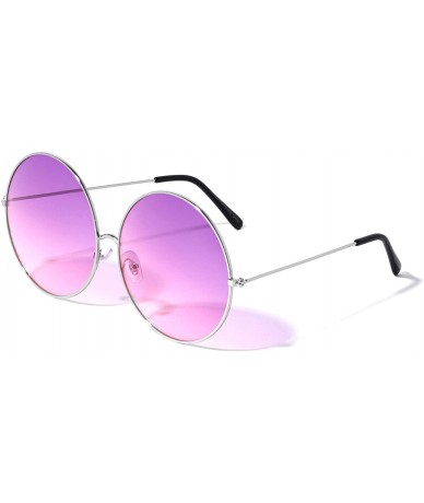 Oversized Oversized Thin Rim Round Sunglasses - Purple Pink - CA190DIHS8H $26.48