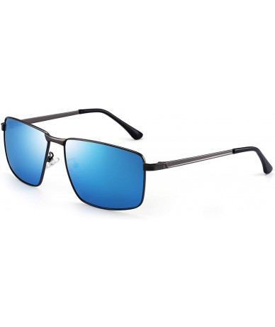 Rectangular Polarized Sunglasses Men Retro Rectanglar Metal Frame Driving Glasses - CR18R9REOZO $18.11