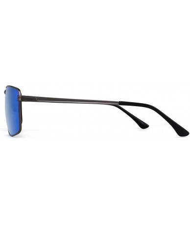 Rectangular Polarized Sunglasses Men Retro Rectanglar Metal Frame Driving Glasses - CR18R9REOZO $18.11