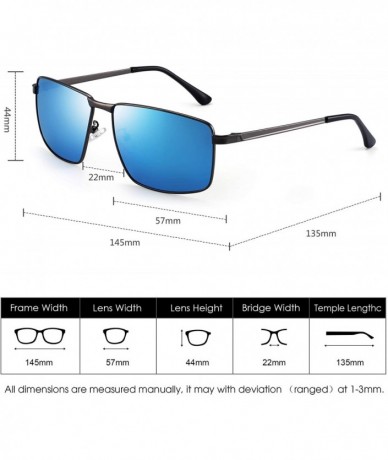 Rectangular Polarized Sunglasses Men Retro Rectanglar Metal Frame Driving Glasses - CR18R9REOZO $18.11