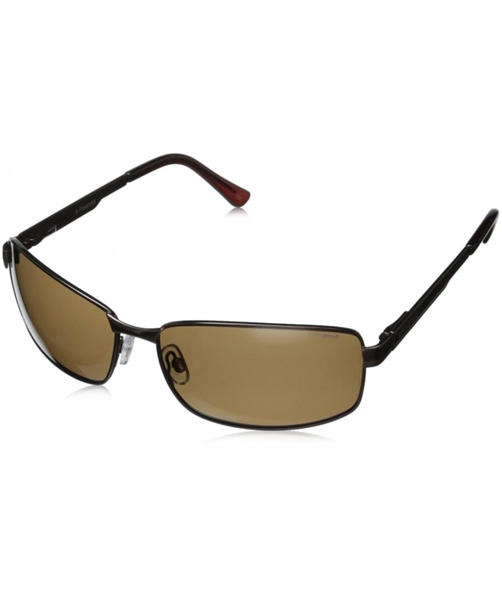 Rectangular P4416/S Rectangular Sunglasses - Brown & Dark Brown Polarized - C511FZ1BL8V $84.56