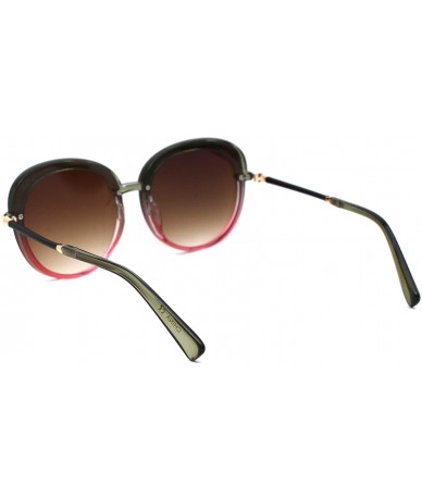 Butterfly Womens Designer Fashion Diva 90s Plastic Mod Sunglasses - Green Pink Brown - C218YHOHOZX $23.04