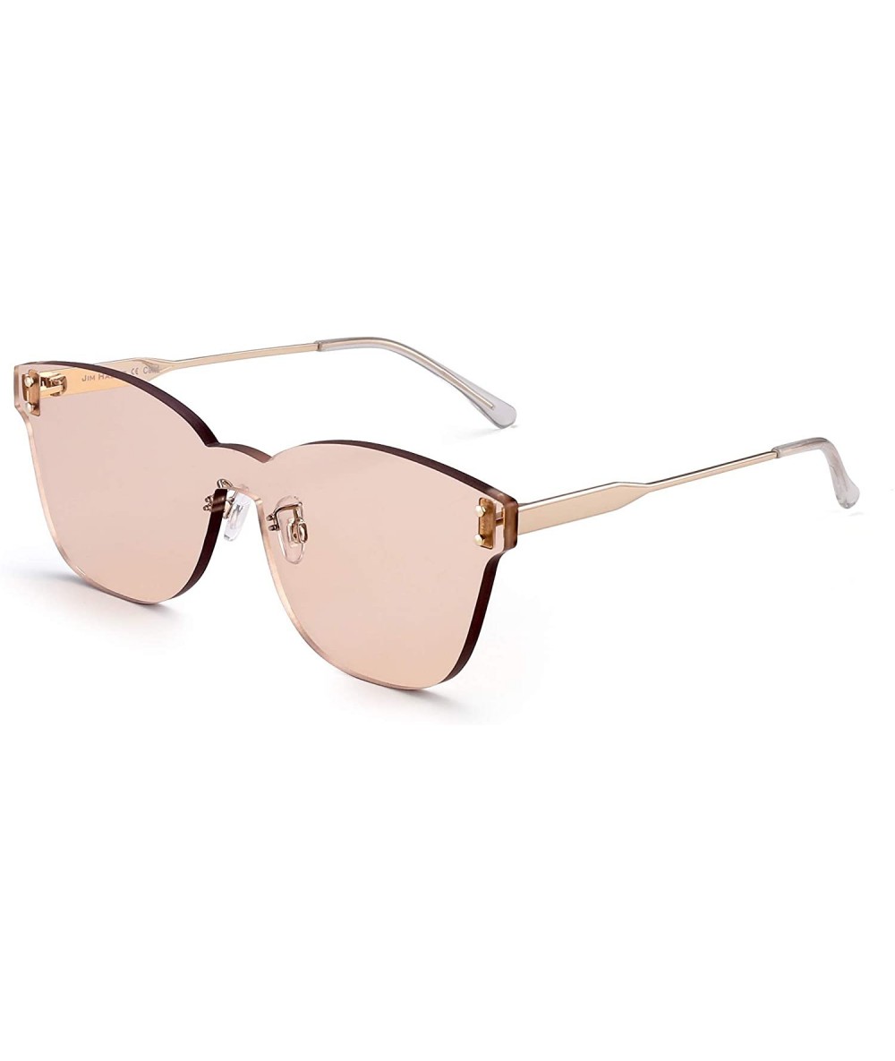 Rimless One Piece Rimless Sunglasses Women Transparent Candy Color Tinted Lens - Light Tawny - CL18QO2A2GH $30.97