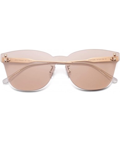 Rimless One Piece Rimless Sunglasses Women Transparent Candy Color Tinted Lens - Light Tawny - CL18QO2A2GH $30.97