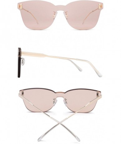 Rimless One Piece Rimless Sunglasses Women Transparent Candy Color Tinted Lens - Light Tawny - CL18QO2A2GH $30.97