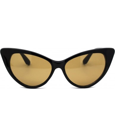 Cat Eye Womens Green Tempered Glass Lens Cat Eye Retro Sunglasses Black Solid Brown - CA18A9IS2A2 $18.53