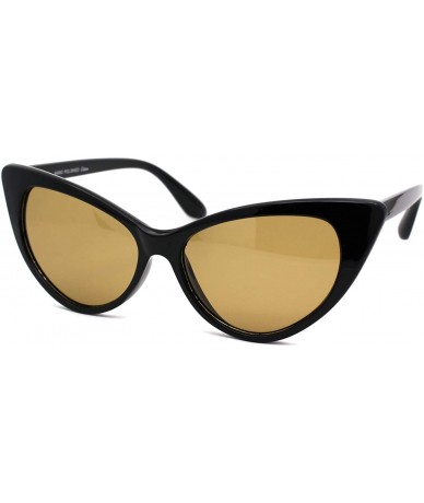 Cat Eye Womens Green Tempered Glass Lens Cat Eye Retro Sunglasses Black Solid Brown - CA18A9IS2A2 $18.53