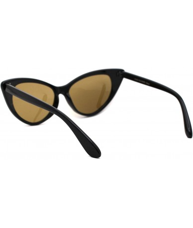 Cat Eye Womens Green Tempered Glass Lens Cat Eye Retro Sunglasses Black Solid Brown - CA18A9IS2A2 $18.53