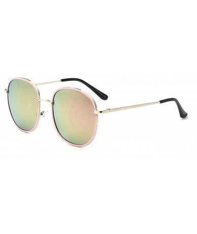 Sport Retro Round Sunglasses for women metal Resin UV400 Sunglasses - Gold Pink - CI18SZU90LY $29.06