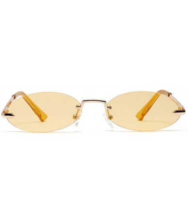 Rimless Men Frameless Sunglasses Oval Women Metal Sun Glasses Male Retro Clear Color Yellow - Yellow - CC18AOLHKNX $21.37