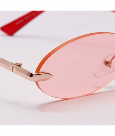 Rimless Men Frameless Sunglasses Oval Women Metal Sun Glasses Male Retro Clear Color Yellow - Yellow - CC18AOLHKNX $21.37