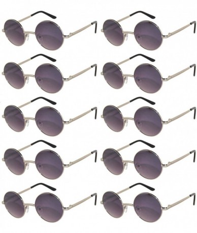 Round 10 Pack Round Retro Vintage Circle Style Sunglasses Colored Small Metal Frame - 43_silver_smoke_10_pairs - CR1853KSCQ2 ...