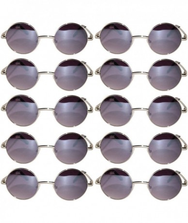 Round 10 Pack Round Retro Vintage Circle Style Sunglasses Colored Small Metal Frame - 43_silver_smoke_10_pairs - CR1853KSCQ2 ...