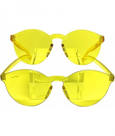 Oval Rainbow-Fit Unisex 2PACK Adult & Kid MATCHING UV-protection FASHION Sunglasses - Yellow - C6199U4M7UG $96.23