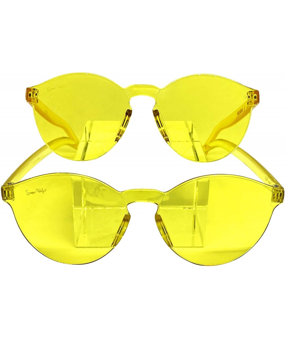 Oval Rainbow-Fit Unisex 2PACK Adult & Kid MATCHING UV-protection FASHION Sunglasses - Yellow - C6199U4M7UG $96.23