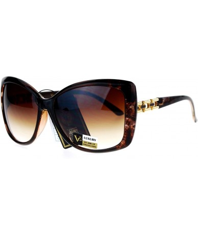 Butterfly VG Eyewear Diva Jewel Chain Hinge Arm Butterfly Sunglasses - Brown Reptile - CS12D7IOSR9 $22.40