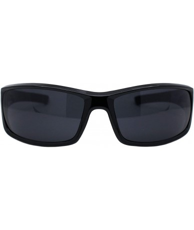 Rectangular Locs Sunglasses Mens Wrap Around Rectangular Gangster Shades UV 400 Black - C7197AAKDS7 $21.62