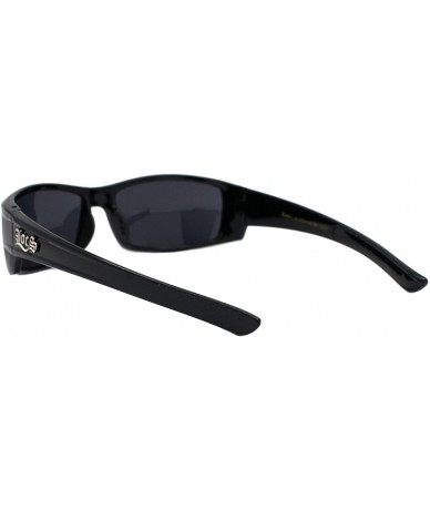 Rectangular Locs Sunglasses Mens Wrap Around Rectangular Gangster Shades UV 400 Black - C7197AAKDS7 $21.62