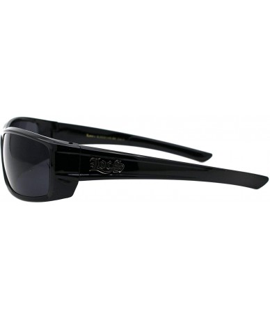 Rectangular Locs Sunglasses Mens Wrap Around Rectangular Gangster Shades UV 400 Black - C7197AAKDS7 $21.62