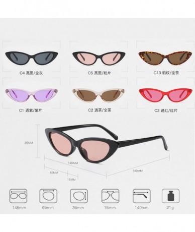 Cat Eye Cat Eye Small Sunglasses Small Narrow Oval Vintage Retro Mini eyewear - Bright - CH18DTLOH3Y $19.41