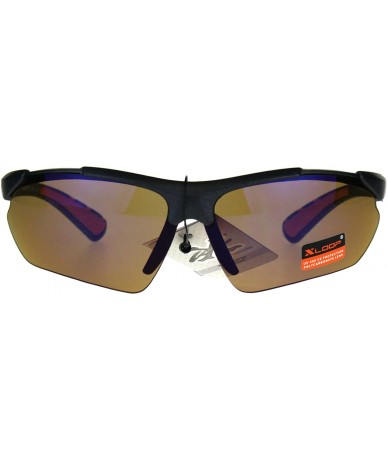 Wrap Xloop Sports Sunglasses Mens Half Rim Wrap Around Shades UV 400 - Black Orange - CS18CZI443X $20.73