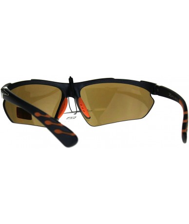 Wrap Xloop Sports Sunglasses Mens Half Rim Wrap Around Shades UV 400 - Black Orange - CS18CZI443X $20.73