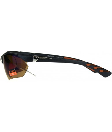 Wrap Xloop Sports Sunglasses Mens Half Rim Wrap Around Shades UV 400 - Black Orange - CS18CZI443X $20.73