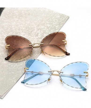 Butterfly Butterfly Sunglasses for Small Face Women Trimming Gradient Color Lens Frameless Eyewear UV Protection - CQ190HE4K0...