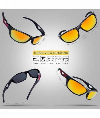 Sport Polarized Sports Sunglasses Driving shades For Men TR90 Unbreakable Frame RB831 - Black&red Mirror Lens - CA120NN8YUD $...