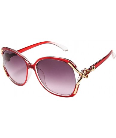 Oversized Women's Oversized Polarized Four-Leaf Clover Design Sunglasses - Red - CZ18UT47790 $20.61