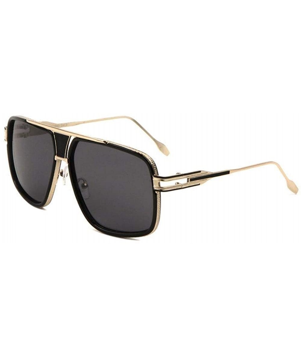 Aviator Gazelle Tycoon Aviator Sunglasses w/Multicolor Lenses - Black & Gold - CI184TZOL5T $24.69