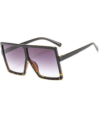 Square Square Oversized Sunglasses for Women Men Fashion Big Black 70s Sunglasses Shades - D-leopard - CZ190EI42M0 $18.49