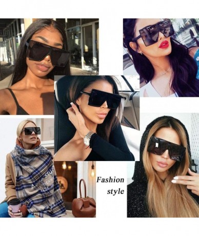 Square Square Oversized Sunglasses for Women Men Fashion Big Black 70s Sunglasses Shades - D-leopard - CZ190EI42M0 $18.49