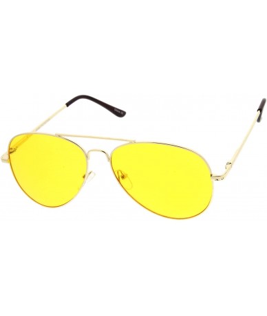 Aviator Classic Metal Frame Yellow Tinted Night Driving Aviator Sunglasses - Gold-brown Yellow - C611V1ZNY9T $19.40