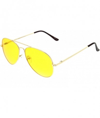 Aviator Classic Metal Frame Yellow Tinted Night Driving Aviator Sunglasses - Gold-brown Yellow - C611V1ZNY9T $19.40