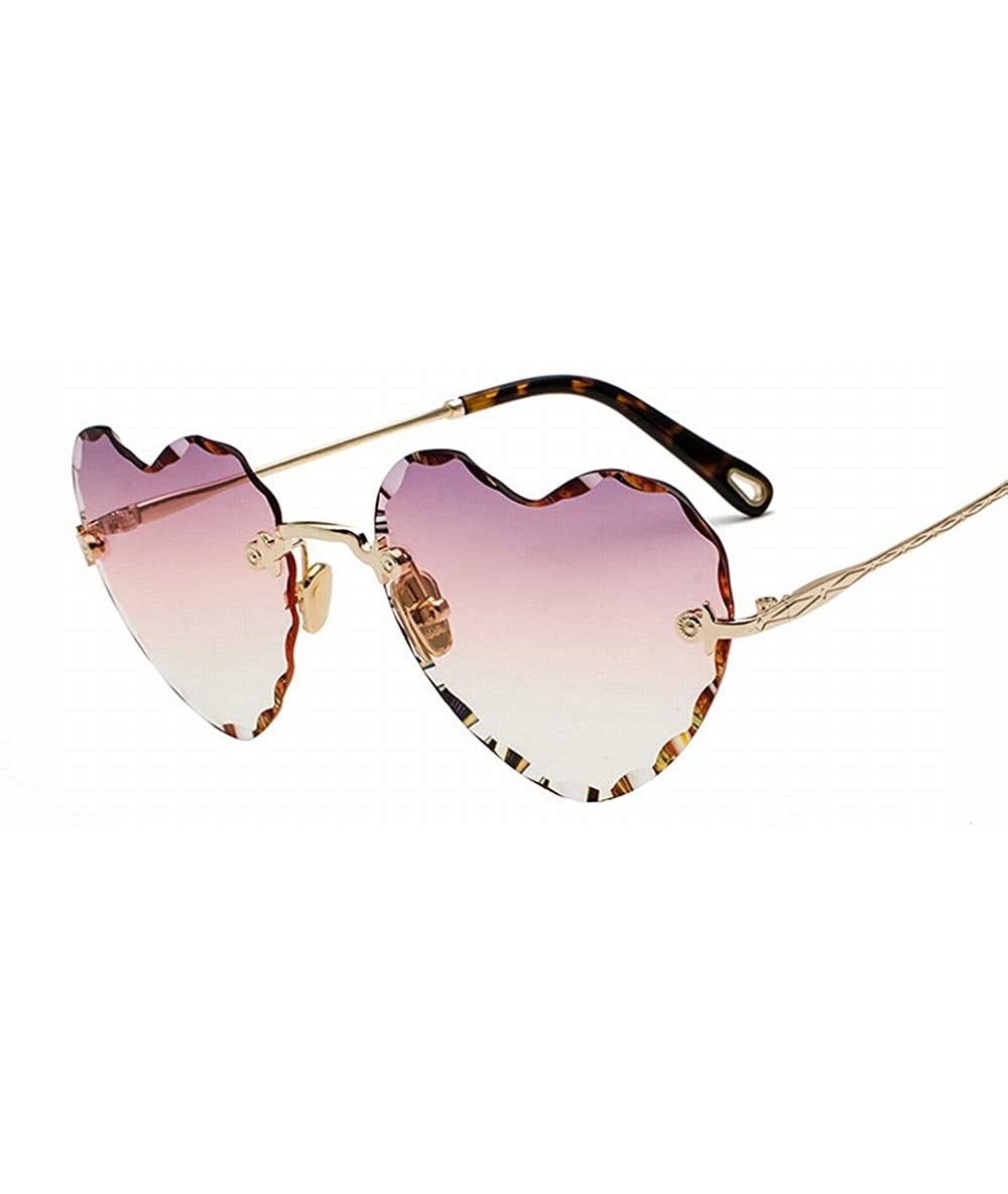 Sport New Gradient Love Frameless Sunglasses Female Retro Harajuku Cute Travel Photo Sunglasses - C418T2IM5A7 $45.41