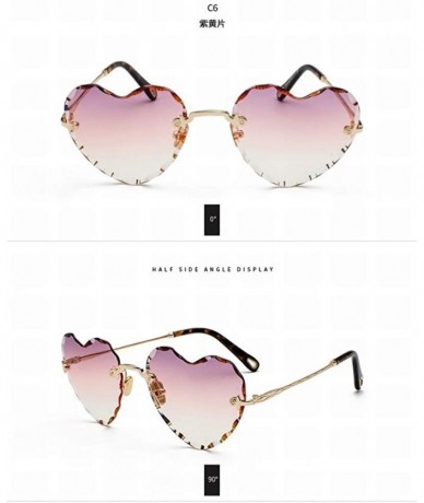 Sport New Gradient Love Frameless Sunglasses Female Retro Harajuku Cute Travel Photo Sunglasses - C418T2IM5A7 $45.41