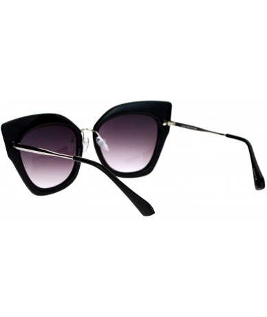 Oversized Flat Panel Oversize Cat Eye Double Frame Womens Sunglasses - Black Silver - CE12KOH5BOZ $23.84