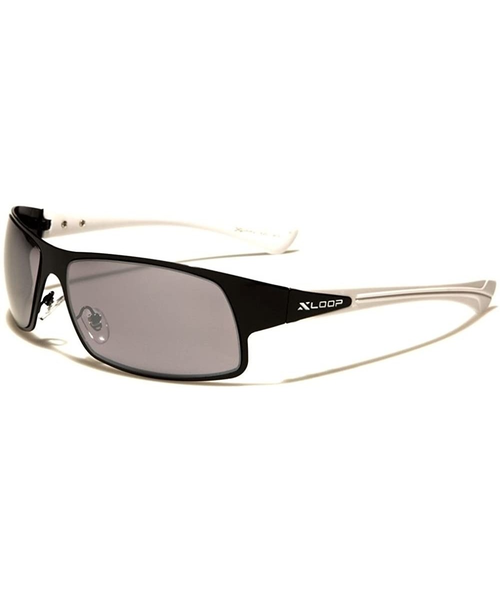 Rectangular Modern Stylish Sporty Fashion Mens Designer Rectangle Sunglasses - Black & White - C61892GH4TT $22.67