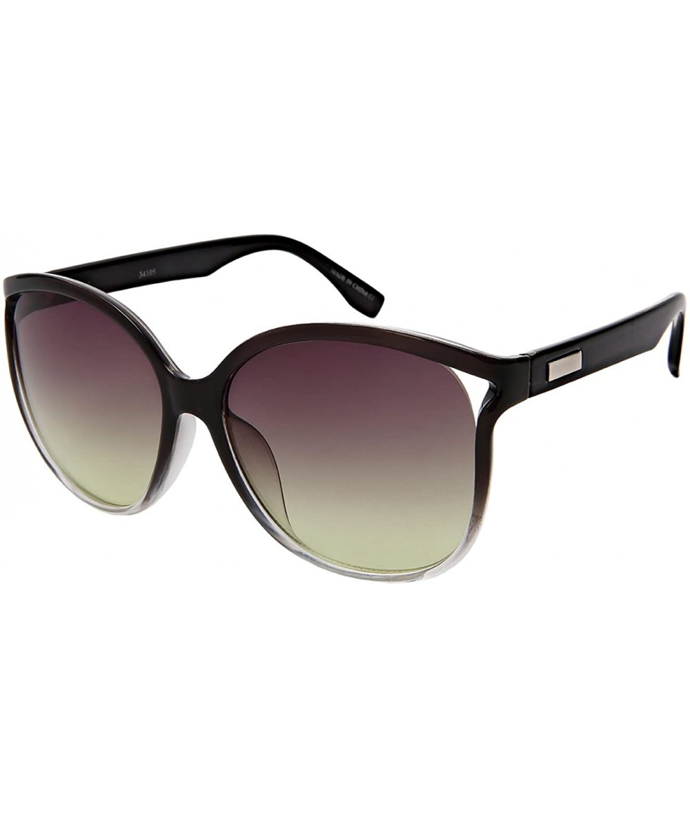 Oval Chic Oval Sunglasses with Ocean Colored Lens 34105-OCR - Clear Black+clear - CX1847DWUXN $18.80