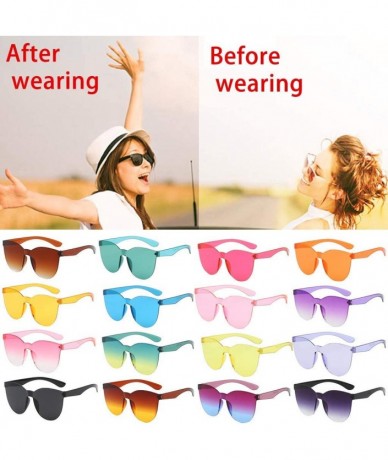 Oval Colorful One Piece Transparent Sunglasses Unisex Retro Round Rimless Tinted Candy Color Eyewear - CY199I80OII $18.41